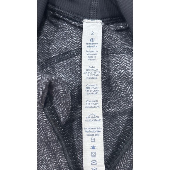 Lululemon Hoodie Herringbone Black Womens Size 2 Full Zip Thumbholes Jacket - Picture 3 of 11